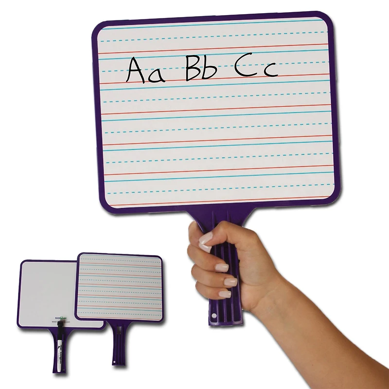 KleenSlate® Blank & Lined Double-Sided Rectangular Dry Erase Paddles with Markers, 10 Sets