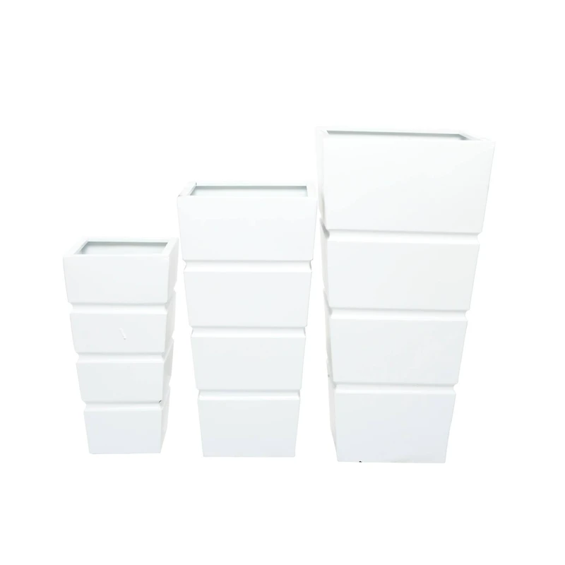White Modern Planter, Set of 3" 13", 10", 15"