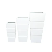 White Modern Planter, Set of 3" 13", 10", 15"