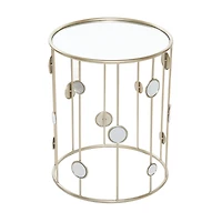 Glass & Gold Metal Contemporary Accent Table Set