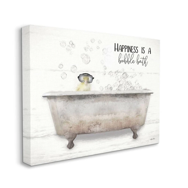 Stupell Industries Happiness is a Bubble Bath Quote Bathroom Tub Chick Canvas Wall Art