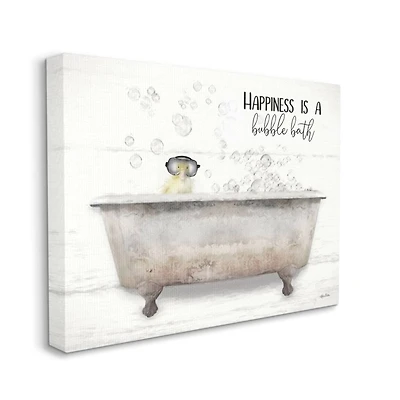 Stupell Industries Happiness is a Bubble Bath Quote Bathroom Tub Chick Canvas Wall Art