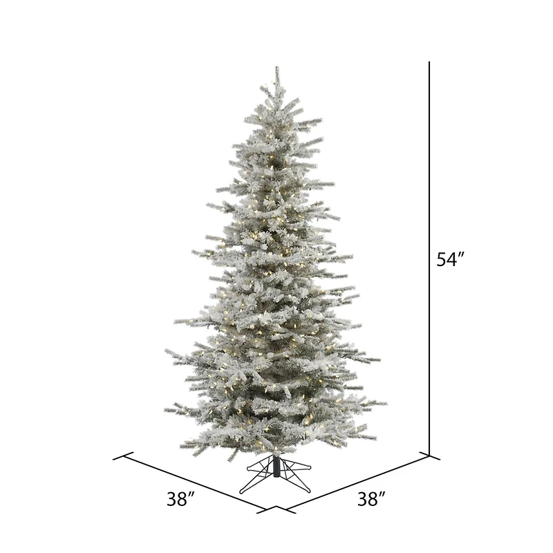 4.5ft. Pre-Lit Slim Flocked Sierra Fir Artificial Christmas Tree, Pure White Dura-Lit® LED Lights