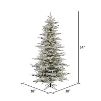 4.5ft. Pre-Lit Slim Flocked Sierra Fir Artificial Christmas Tree, Pure White Dura-Lit® LED Lights