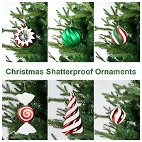 Glitzhome® 160 Pack Whimsical Red & Green Deluxe Boxed Shatterproof Ornaments