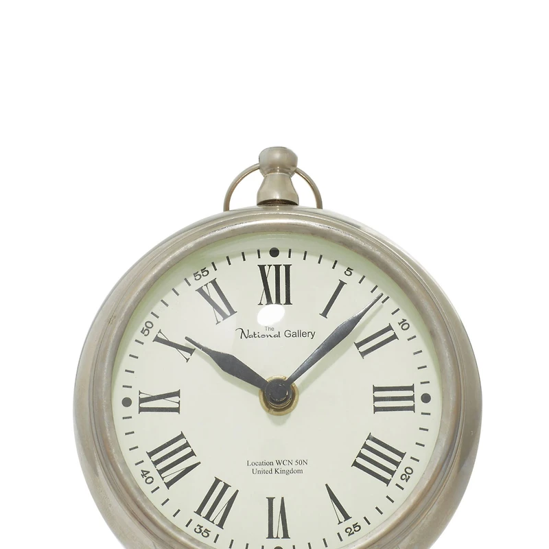 6" Silver Stainless Steel & Aluminum Round Clock
