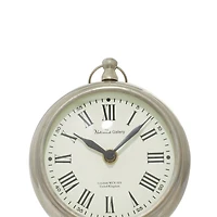 6" Silver Stainless Steel & Aluminum Round Clock