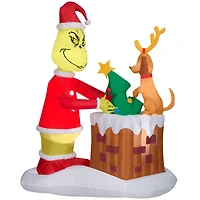 6.5ft. Animated Airblown® Inflatable Christmas Grinch Pulling Tree from Chimney