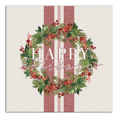 Happy Holidays Wreath Canvas Wall Art