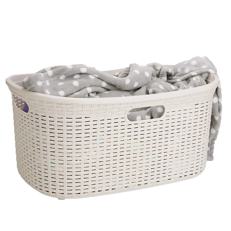 Mind Reader Ivory Laundry Basket with Cutout Handles