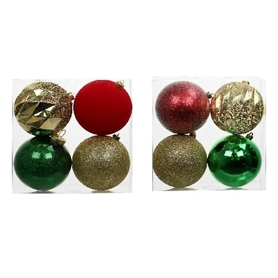 Assorted 4 Pack 4.7" Red, Green & Gold Peppermint Lane Shatterproof Ball Ornaments, 1pc. by Ashland®