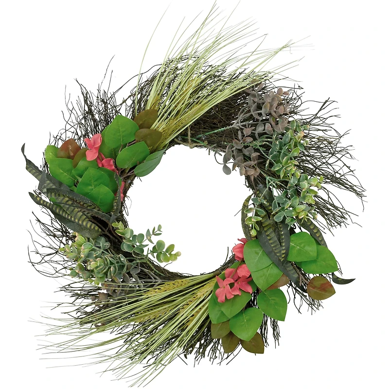 22" Wheat, Eucalyptus & Twig Wreath