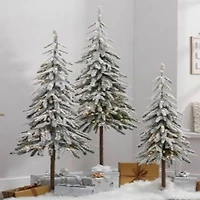 4ft. Pre-Lit Alpine Flocked Artificial Christmas Tree, Clear LED Lights