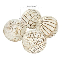 4" Distressed White Ceramic Country Orb Vase Filler Set