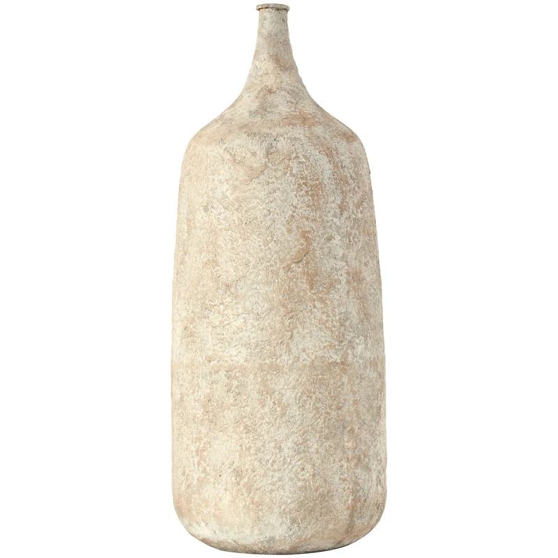 20" Beige Distressed Metal Vase