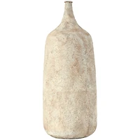 20" Beige Distressed Metal Vase