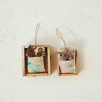 Hello Honey® 2 Pack 3.5" Mice in a Marbled Blanket Ornaments