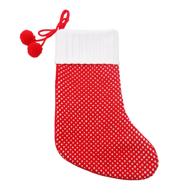 18" Red & White Stocking with Pom Poms by Ashland®
