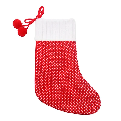 18" Red & White Stocking with Pom Poms by Ashland®