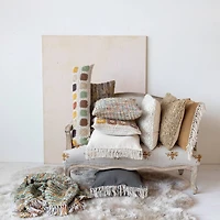 Hello Honey® 20" White Soft Cotton Pillow with Fringe