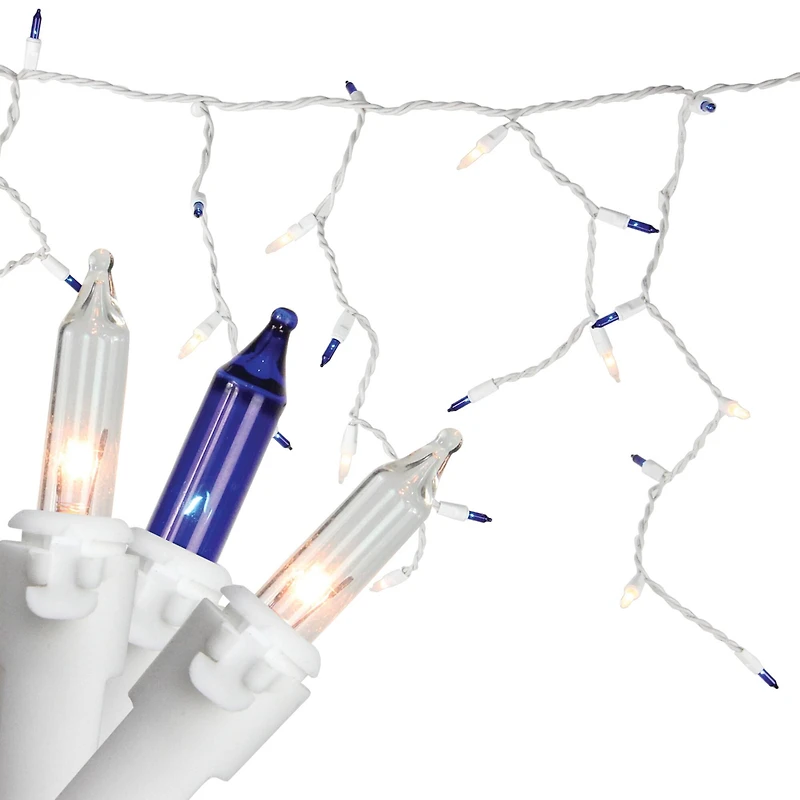 150ct. Blue & Clear Mini Icicle Christmas String Lights Set