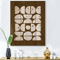 Designart - Abstract Composition of Minimal Half Moons - Modern Print on Natural Pine Wood