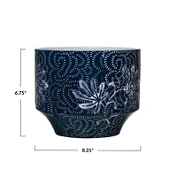 Hello Honey® 7" Blue & White Floral Stoneware Planter