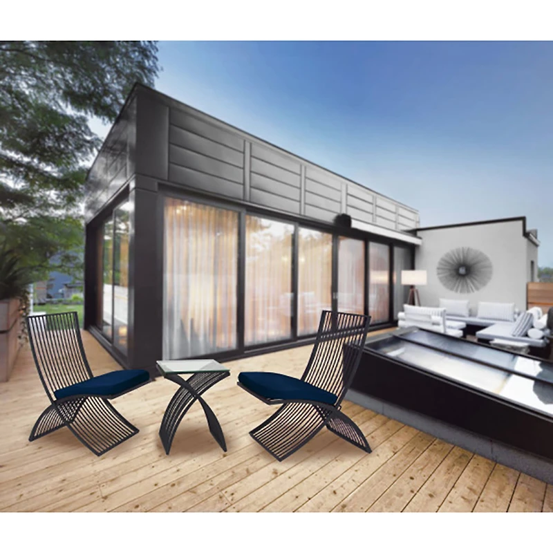 Black Metal Eclectic Outdoor Seating Set