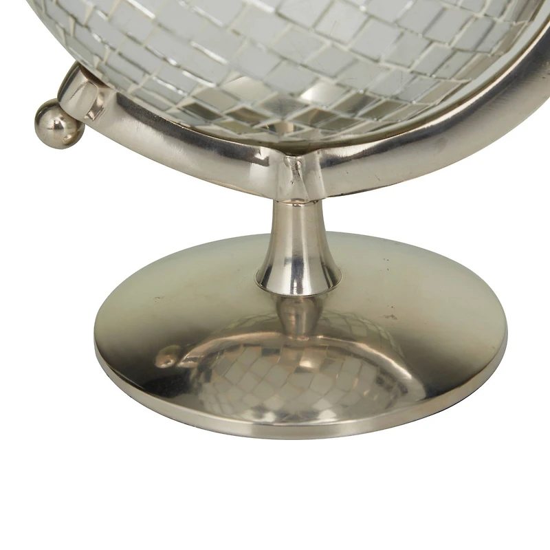 The Novogratz Silver Stainless Steel Glam Globe, 8" x 7" x 10"