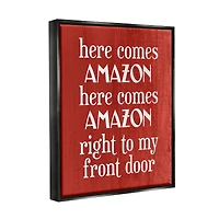 Stupell Industries Here Comes Amazon Funny Song Framed Floater Canvas Wall Art