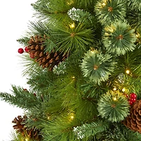 5ft. Pre-Lit Montana Mixed Pine, Pinecones & Berries Artificial Christmas Tree with Clear LED Lights