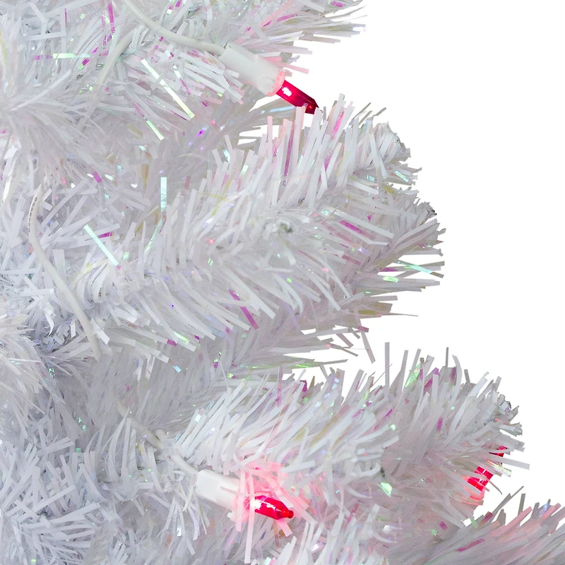 2ft. Pre-Lit White Pine Slim Artificial Christmas Tree, Pink Lights