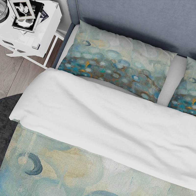 Designart 'Blue and Bronze Dots on Glass II' Geometric Bedding Set