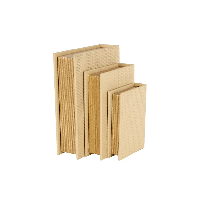 Faux Leather Geometric Woven Grid Book Storage Box Set