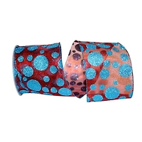 JAM Paper 4" x 10yd. Glitter Wired Red Bubble Dots Ribbon