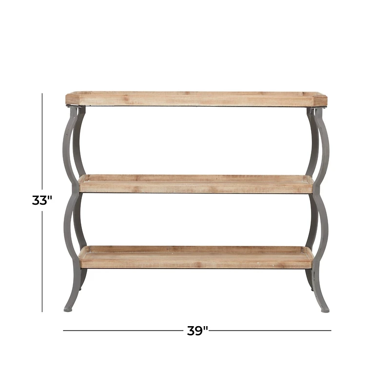 Brown Iron Rustic Console Table, 33" x 39" x 13"