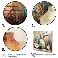 Designart "Green And Orange Artisanal Boho Pottery I" Boho Pottery Framed Canvas Art Print