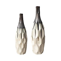 Glitzhome® Geometric Two-Tone Faceted Ceramic Modern Vase Set