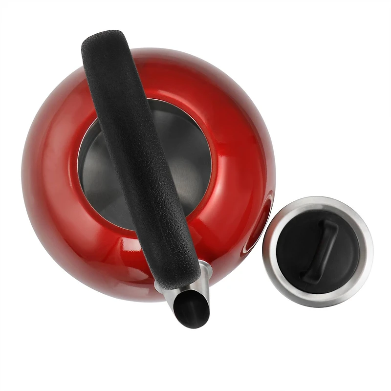 MegaChef 1.7L Red Cordless Half Round Electric Stainless Steel Tea Kettle