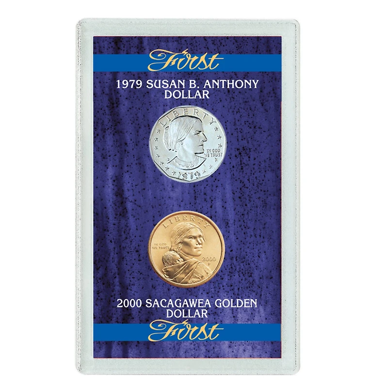 First 1979 Susan B. Anthony Dollar & 2000 First Sacagawea Dollar