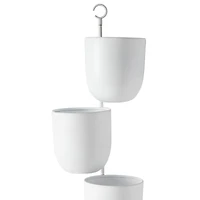 25" White Metal Contemporary 3-Pot Hanging Planter