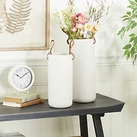CosmoLiving by Cosmopolitan White Stoneware Contemporary Vase, 15" x 12"