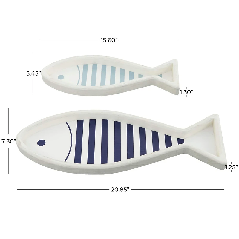 White Wood Fish Tray Set