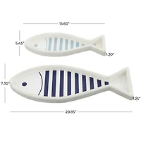 White Wood Fish Tray Set
