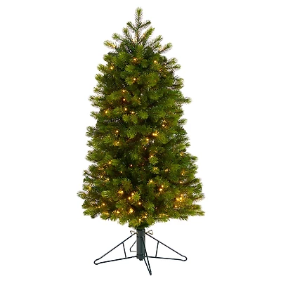 4ft. Pre-Lit Slim Colorado Mountain Spruce Artificial Christmas Tree, Warm White LED Lights