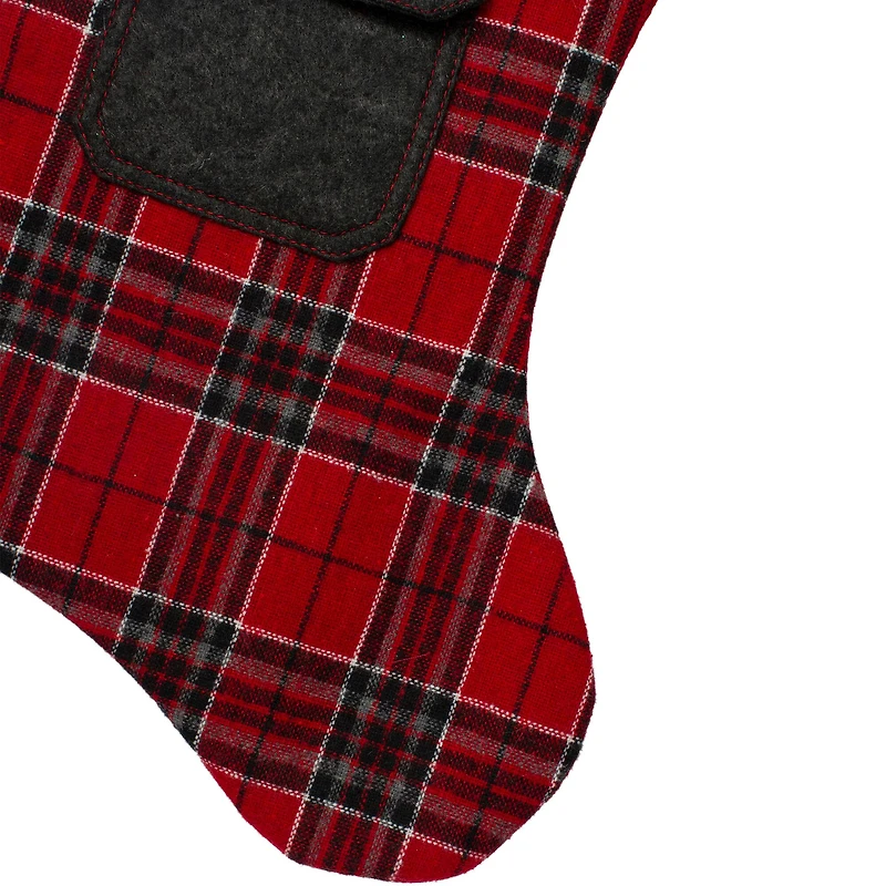 20.5" Alpine Chic Plaid Stocking with Pocket