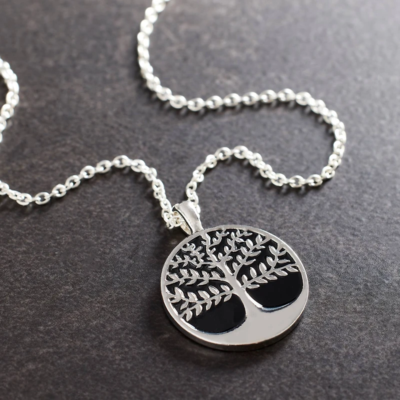 Silver & Black Round Tree of Life Pendant by Bead Landing™