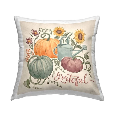 Stupell Industries Gratitude Calligraphy Autumn Throw Pillow
