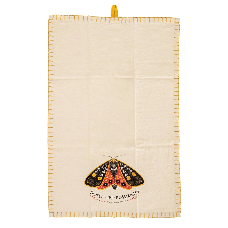 Hello Honey® Dwell in Possibility Moth Cotton Tea Towel
