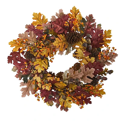 24" Oak Leaf, Acorn & Pine Wreath